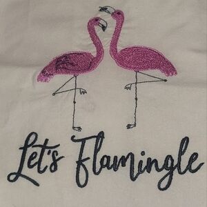 Pink Flamingo Embroidered Kitchen Towel